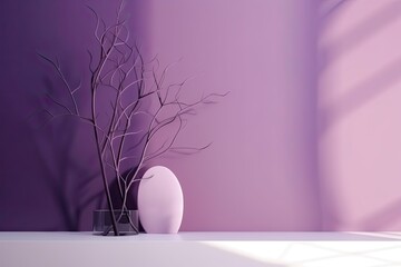 Original dark purple tones background image in minimalistic design with interesting light glare. Background for the presentation of various products.