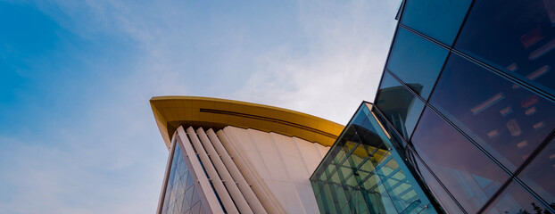 Modern abstract architecture and details background with metal and glass