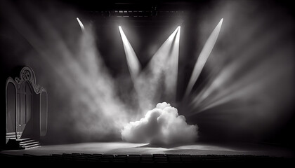Stage white smoke and spotlight  Ai generated image