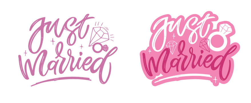 Lettering about wedding, Mr and Mrs, Now and forever. T-shirt design, mug print