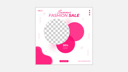 Summer fashion sale social media post design and instagram post design vector template, square size, easy to use and edit.