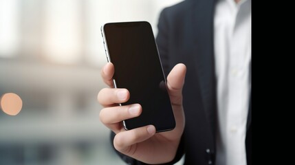 businessman holding phone