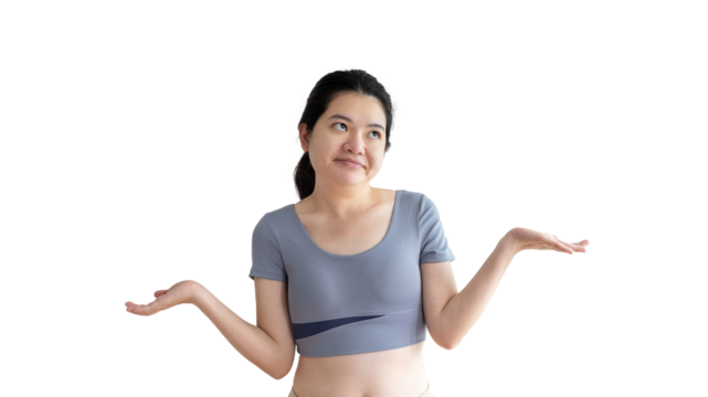 Woman doing boring poses on colored background,  Acting indifferently, Indifferent to what is going on, Acting not concerned, PNG File, Ignorant, Up to you.