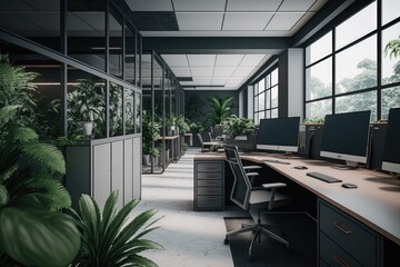 Fototapeta na wymiar Modern office architecture design render