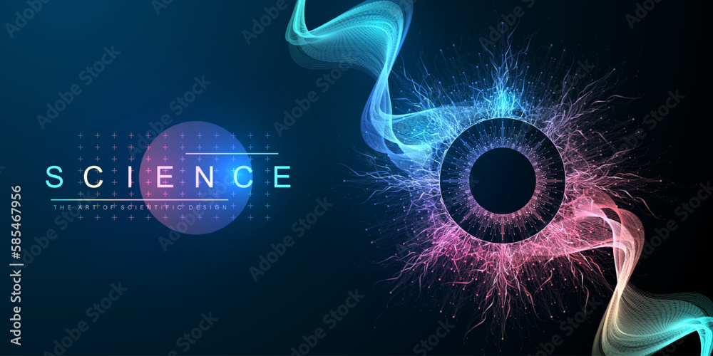 Poster molecular abstract structure background. scientific vector illustration with molecule dna. medical, 