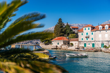 Small old resort village Forte Rose on the Adriatic coast in Montenegro, a popular summer vacation...