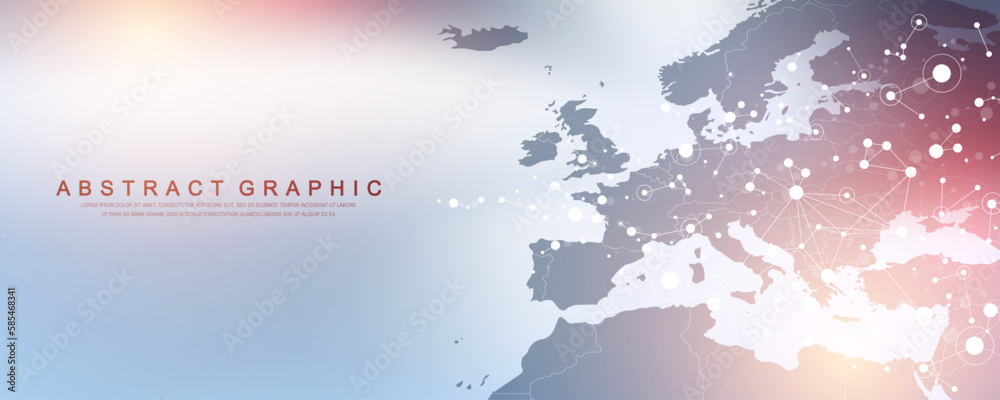 Aufkleber Global network connection concept. Social network communication in the global business concept. Big data visualization. Internet technology. Vector illustration.