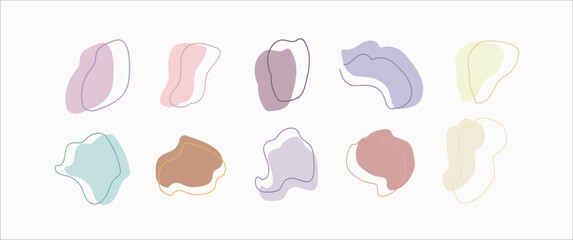Set of Blob Shapes Vector form Graphic Element with Line Vector illustration isolated Background