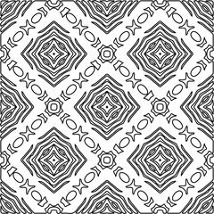 Stylish texture with figures from lines.Abstract geometric black and white pattern for web page, textures, card, poster, fabric, textile. Monochrome graphic repeating design. 