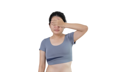Asian women covering their eyes with their hands means not acknowledging or pretending not to see, Use your second hand to cover your eyes, Fear of socializing, I don't want to know the stories.
