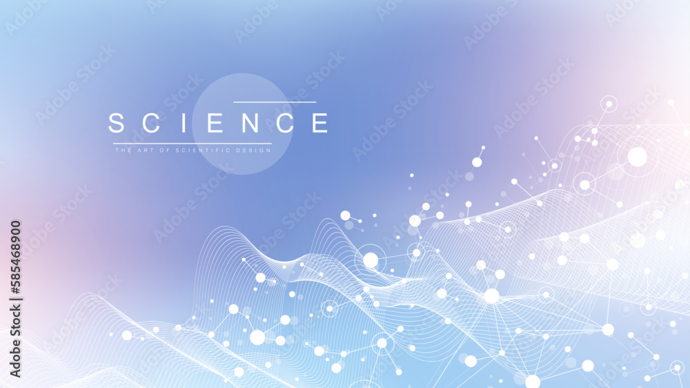 Poster molecular abstract structure background. scientific vector illustration with molecule dna. medical, 