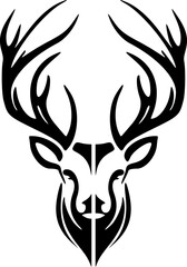 ﻿A deer logo in black and white, but with a simple vector design.
