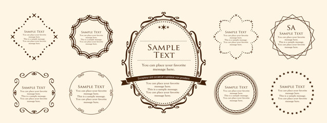 Fashionable frame. Design template. A set of gorgeous foreheads.