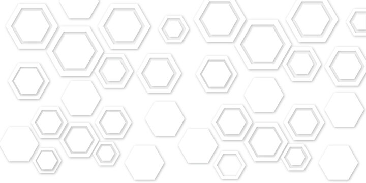 Abstract background with hexagons and geometric pattern in honeycombs design in illustration . Modern and seamless pattern in design with hexagonal molecular structures in technology background	
