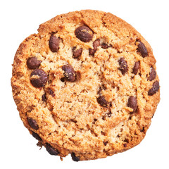  Delicious single chocolate cookie over isolated white background