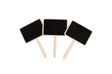 Chalkboard labels for plants. Gardening, preparing plants for vegetable garden. Isolated on transparent background.