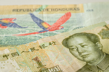 Money Chinese Yuan and Honduran lempira, Concept, Economic cooperation between China and Honduras, Strengthening relations between countries, Global politics and trade