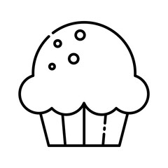 Cute cup cake sweets and dessert outline icon.