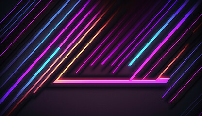Fototapeta premium retro neon light lines background new quality stock image illustration desktop wallpaper design, Generative AI