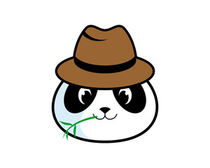 Cute panda with detective hat logo