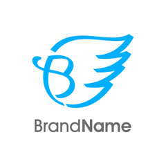 Initial B Ribbon Wing Logo