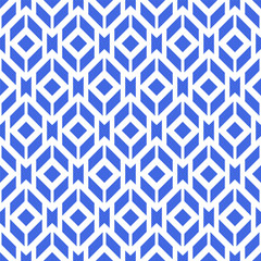 Small blue geometric shapes isolated on white background. Monochrome seamless pattern. Vector simple flat graphic illustration. Texture.