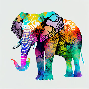 water colour elephant ai genrative 