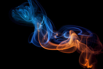 Vibrant and Striking Orange and Blue Smoke Effect on a Sleek Black Background - Perfect for Modern and Edgy Design Projects, Generative AI