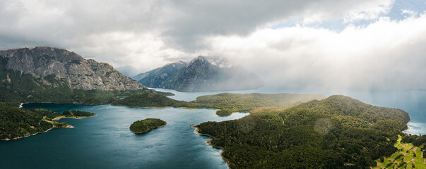 Patagonia storm mountains and lakes