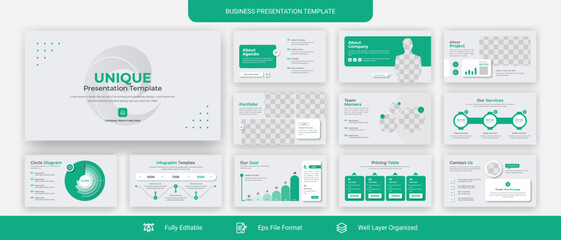 Creative business powerpoint presentation slides template design set - obrazy, fototapety, plakaty