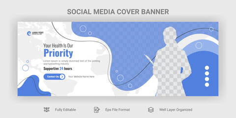 Medical healthcare social media facebook cover template design