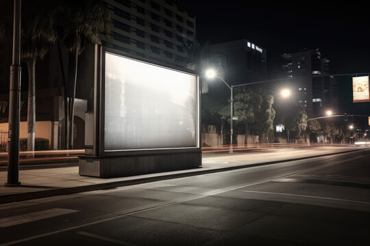 Blank billboard mockup template, city advertisement empty illustration background, design display showcase, generative ai