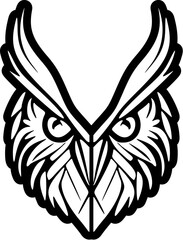 ﻿A monochromatic vector owl logo, designed with minimal detail.