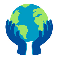 Woman hug earth celebrate earth day vector illustration