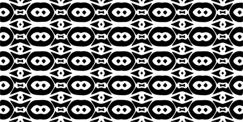 Vector geometric seamless pattern. Minimal ornamental background with abstract shapes. Black and white texture. Simple abstract ornament background. Dark repeat design for decor, fabric, cloth.