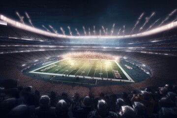 Fototapeta na wymiar NFL Superbowl stadium at night.American football .