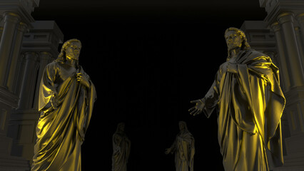 Abstract Jesus Statue 3d render	