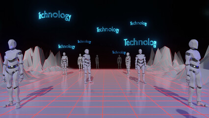 Digital Robot Technology Background 3d render