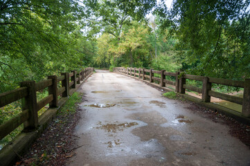 Obraz premium Abandoned concrete bridge over War Eagle Creek in Northwest Arkansas