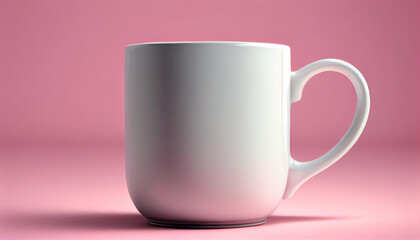 Blank white mug for mockup pink background Ai generated image