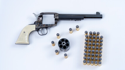 Wild west handgun with revolver removed and bullets