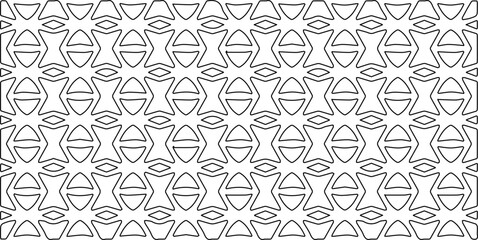 Stylish texture with figures from lines.Abstract geometric black and white pattern for web page, textures, card, poster, fabric, textile. Monochrome graphic repeating design. 