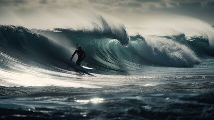 Surfer Riding a Big Wave
