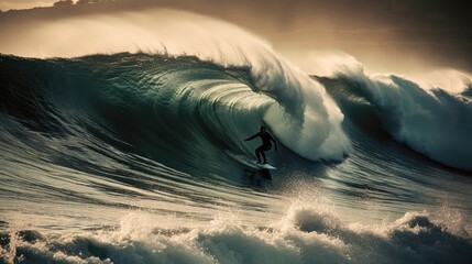 Surfer Riding a Big Wave