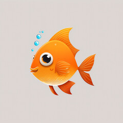 Image of a cute goldfish isolated on a white background. Made with generative artificial intelligence in a cartoon style.