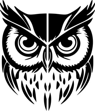 ﻿Simple vector owl logo in black & white.