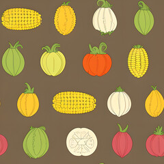 Corn, tiles pattern texture seamless illustration flat