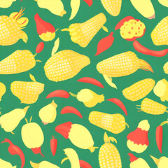 Corn, tiles pattern texture seamless illustration flat