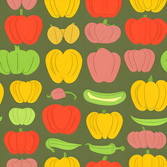 Peppers, tiles pattern texture seamless illustration flat