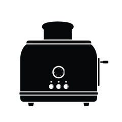 Fototapeta premium Electric toaster flat silhouette vector isolated on white background. Electric cooking utensil silhouette icon. Black and white icon for web, tag, label. Kitchen gadget, appliance, device, kitchenware